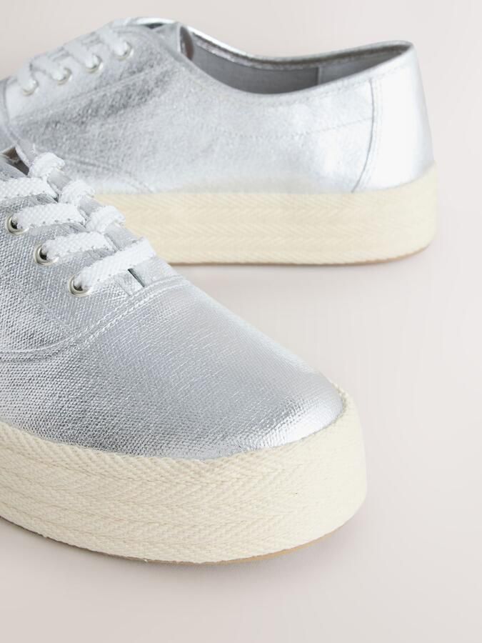 Next Dames Forever Comfort espadrillesneakers met veters Zilver - Foto 5