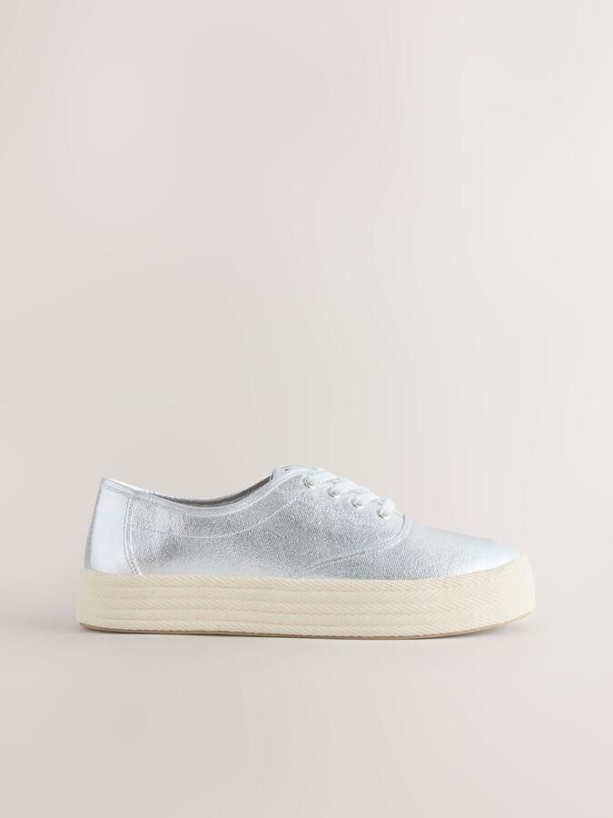 Next Dames Forever Comfort espadrillesneakers met veters Zilver - Foto 2