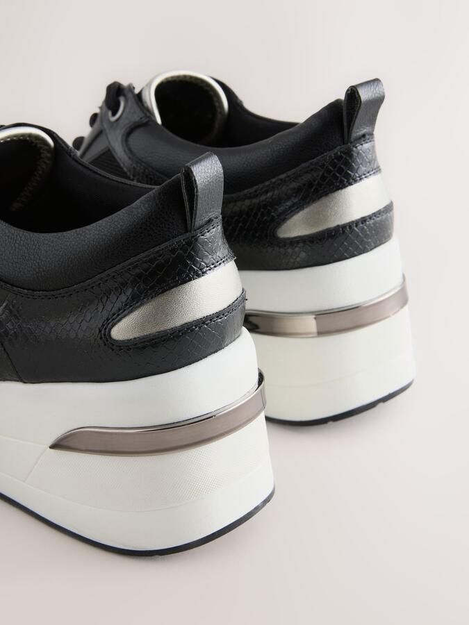Next Dames Forever Comfort glam sneakers met sleehak Zwart - Foto 3
