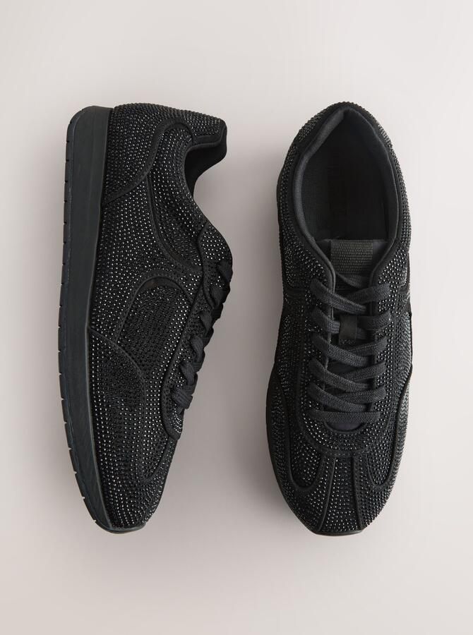 Next Dames Forever Comfort smalle sneakers met glitters Zwart - Foto 2
