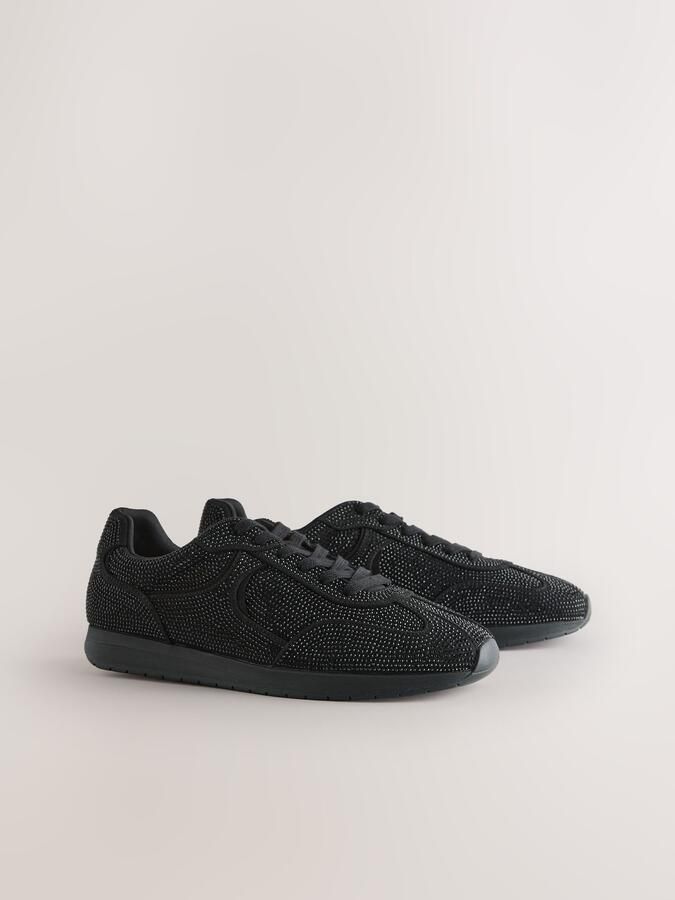 Next Dames Forever Comfort smalle sneakers met glitters Zwart - Foto 3