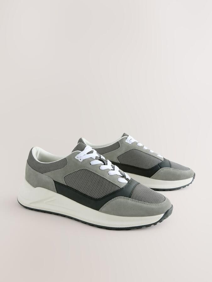 Next Heren Smart-casual sneakers met veters Grijs - Foto 2