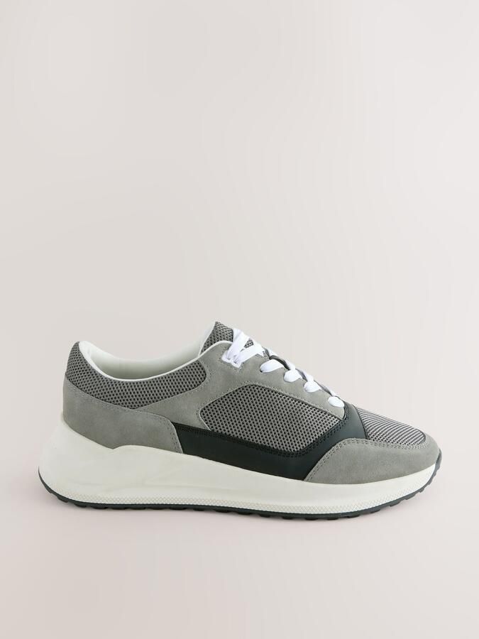 Next Heren Smart-casual sneakers met veters Grijs - Foto 3