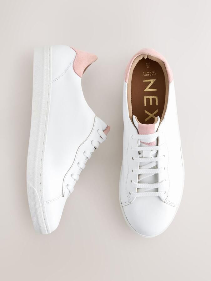 Next Dames Forever Comfort leren vetersneakers Wit - Foto 6