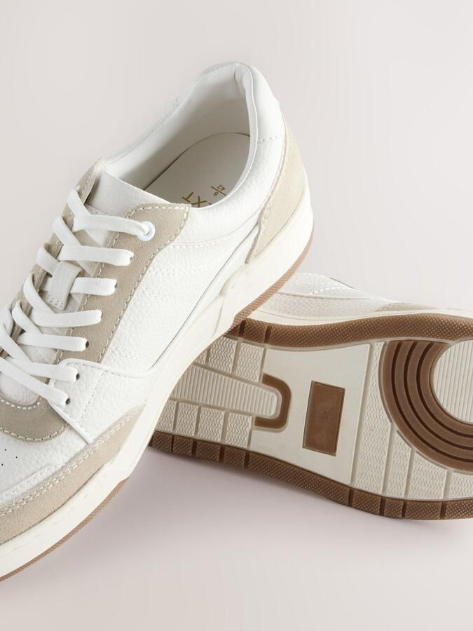 Next Heren Smart-casual sneakers met suède rand Naturel - Foto 6