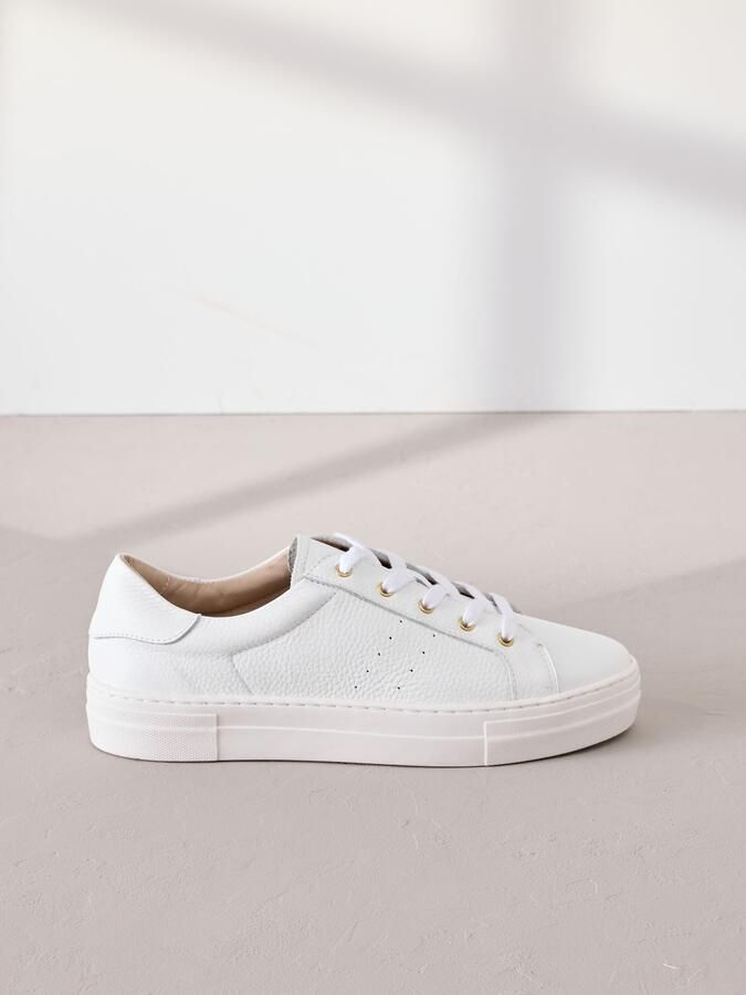 Next Dames Signature Premium leren sneakers met veters Wit - Foto 4