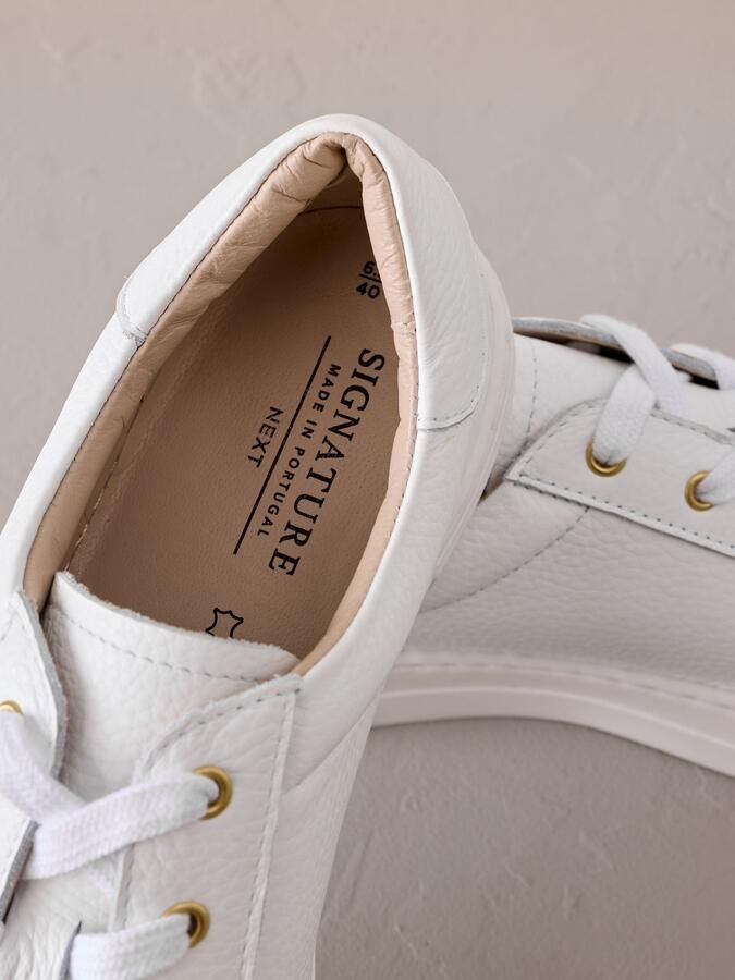 Next Dames Signature Premium leren sneakers met veters Wit - Foto 6