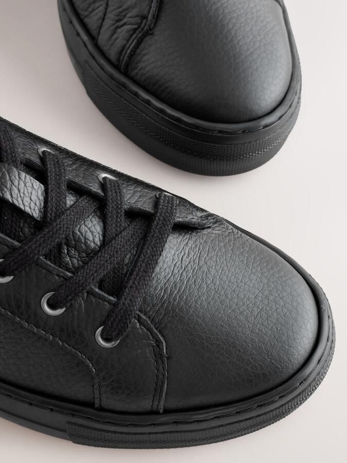 Next Dames Signature Premium leren sneakers met veters Zwart - Foto 4