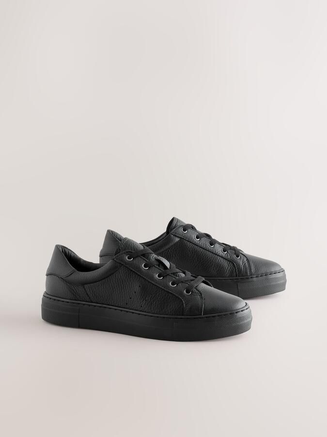 Next Dames Signature Premium leren sneakers met veters Zwart - Foto 2