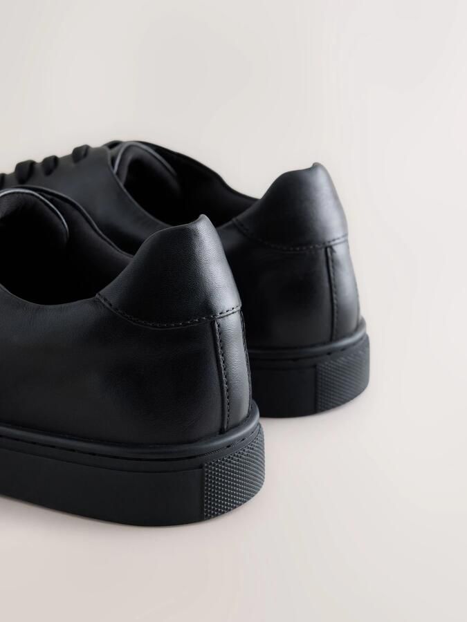 Next Heren Leren smart casual sneakers met brede pasvorm Zwart - Foto 4