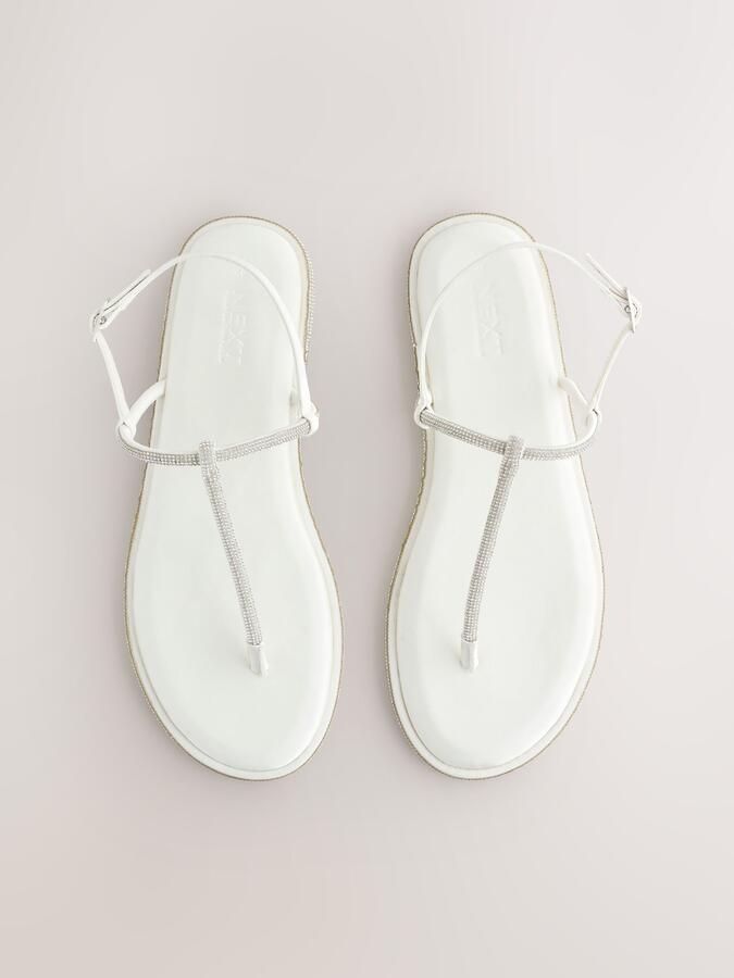 Next Dames Bling sandalen met T-bandje Crème - Foto 3