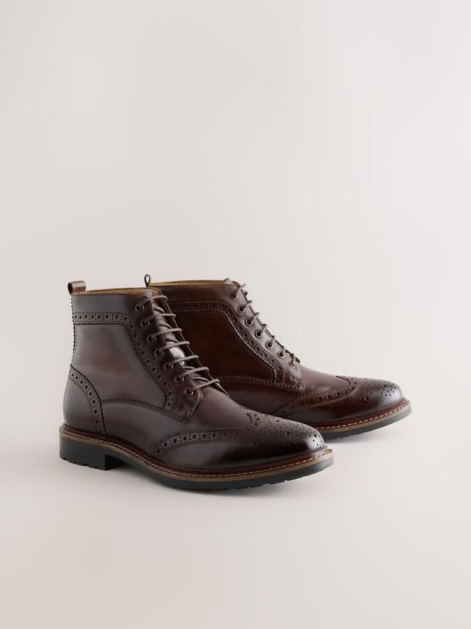 Next Heren Leren brogue laarzen Bruin - Foto 3