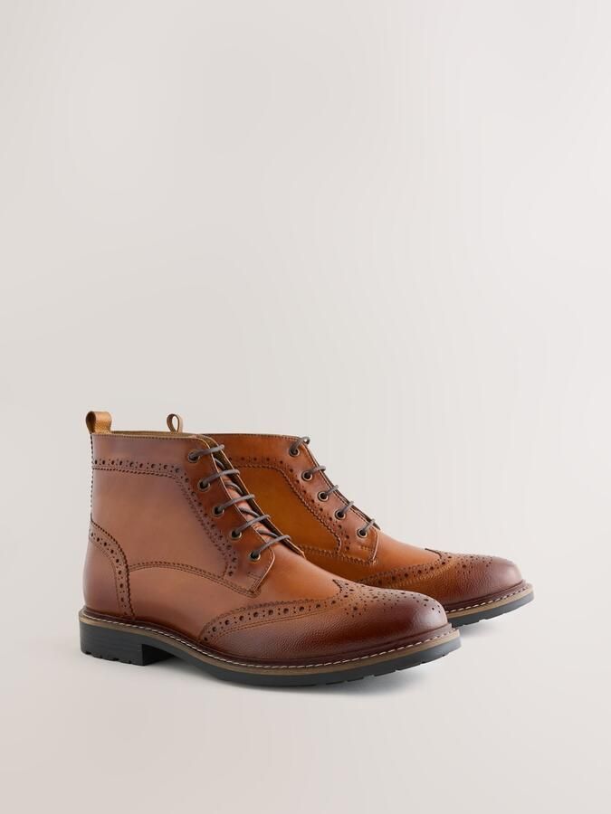 Next Heren Leren brogue laarzen Bruin - Foto 3
