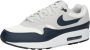 Nike Air Max 1 Essential Summit White Light Silver White Armoury Navy- Summit White Light Silver White Armoury Navy - Thumbnail 4