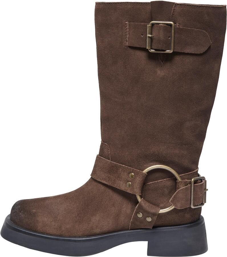 ONLY Onlbea Leather Biker Boot leren bikerboots bruin - Foto 4