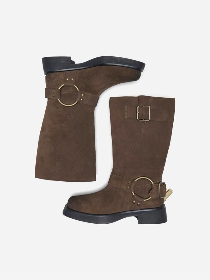 ONLY Onlbea Leather Biker Boot leren bikerboots bruin - Foto 6