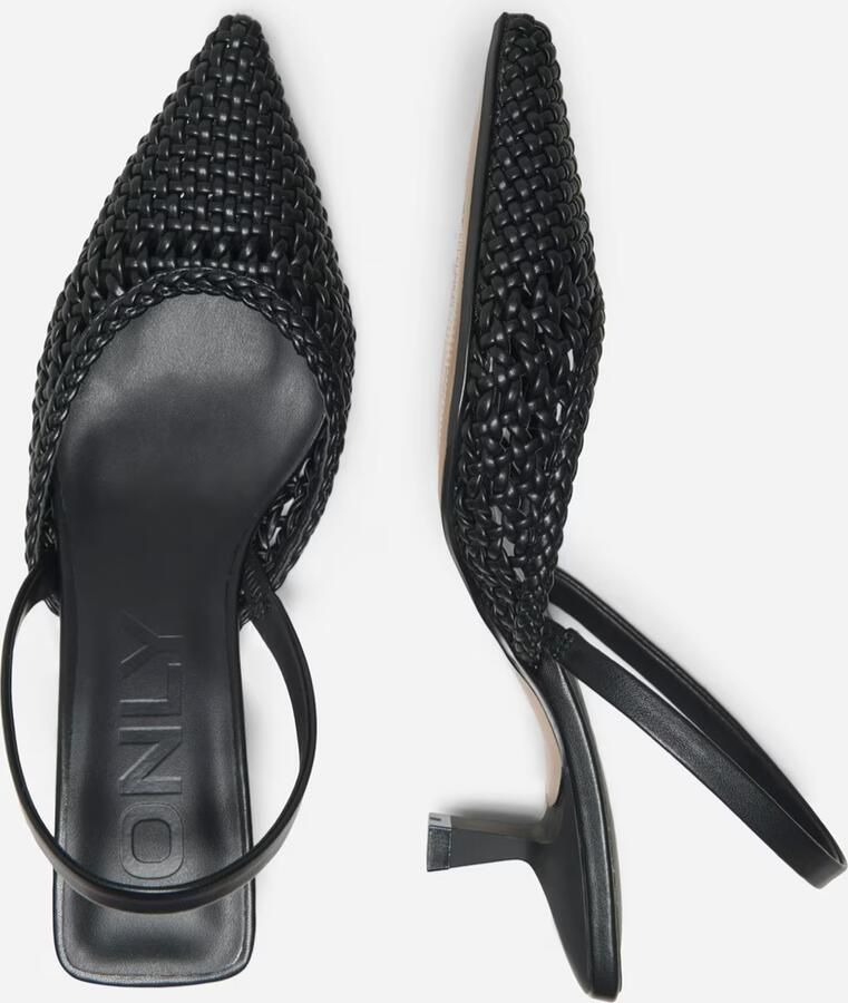 ONLY Onlcoco-10 Woven Slingback imitatieleren leren slingback pumps kitten heel zwart - Foto 5