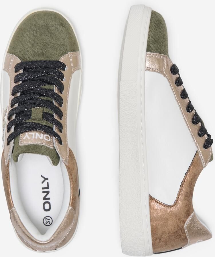 ONLY Sneakers laag 'ONLLEA' beige olijfgroen wit - Foto 3