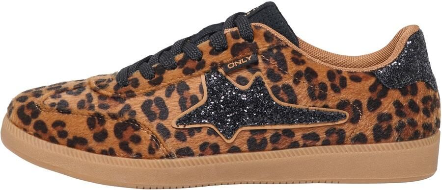 ONLY Onlsandra Pony Leo sneakers met panterprint cognac - Foto 2