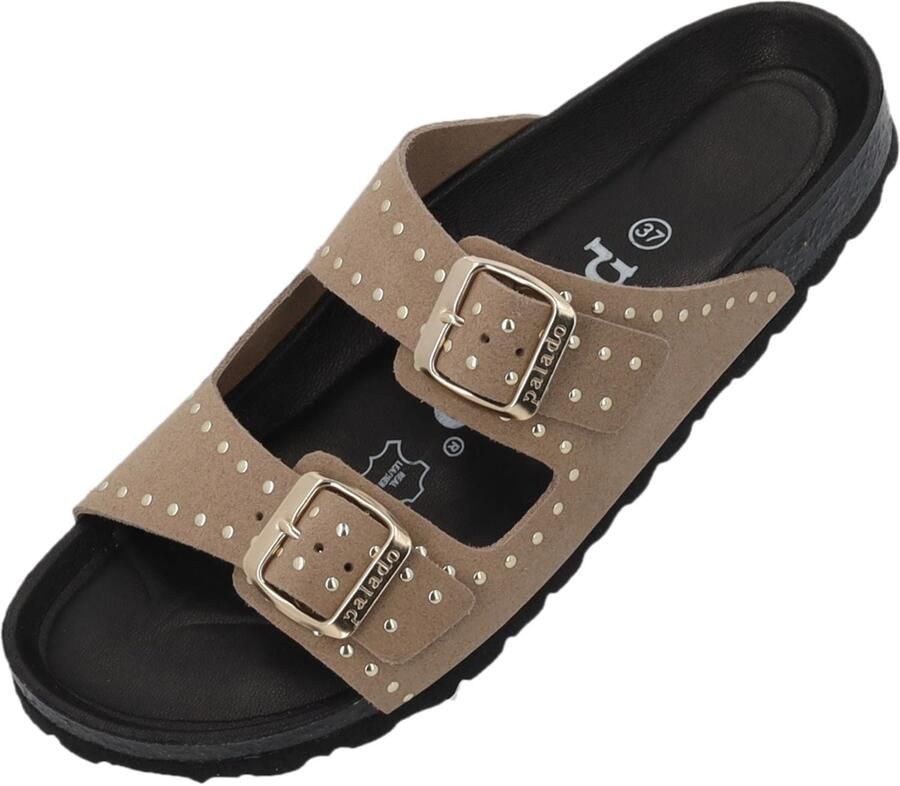 Palado Muiltjes ' Elaha Rivet Velours Premium Leather' beige