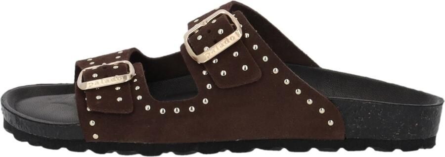 Palado Muiltjes ' Elaha Rivet Velours Premium Leather' donkerbruin