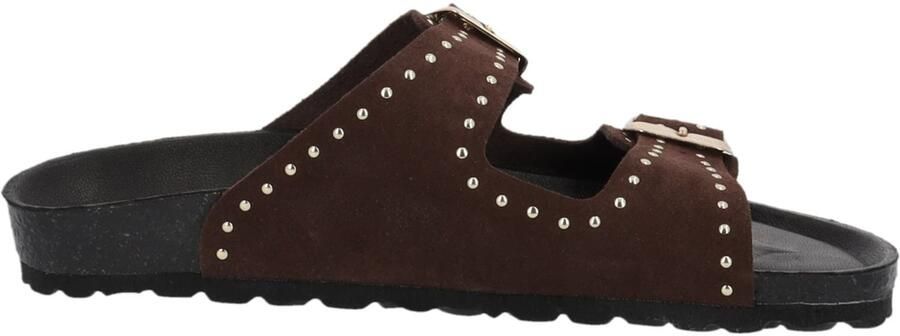Palado Muiltjes ' Elaha Rivet Velours Premium Leather' donkerbruin - Foto 5