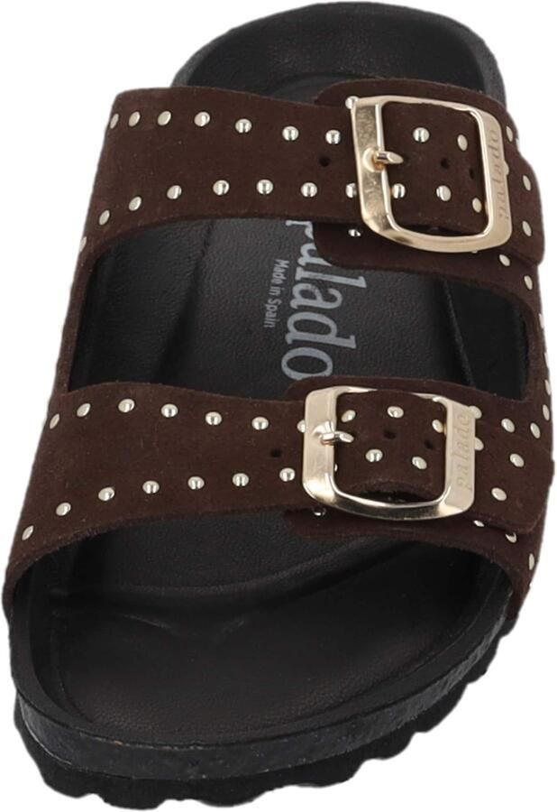 Palado Muiltjes ' Elaha Rivet Velours Premium Leather' donkerbruin - Foto 3