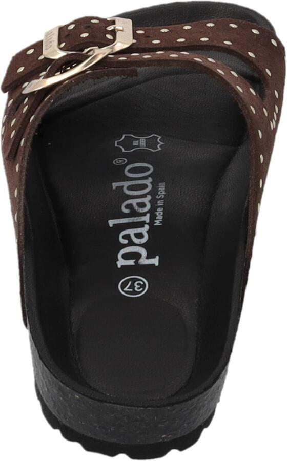 Palado Muiltjes ' Elaha Rivet Velours Premium Leather' donkerbruin - Foto 4