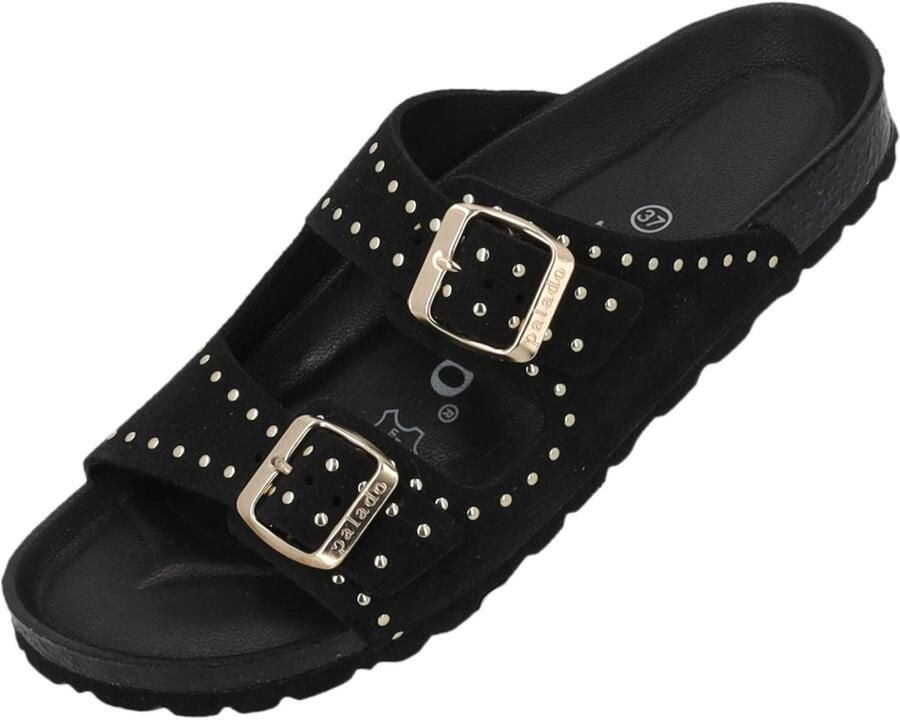 Palado Muiltjes ' Elaha Rivet Velours Premium Leather' zwart