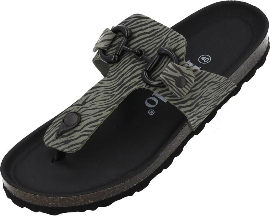 Palado Teenslipper ' Kos Zebra' olijfgroen