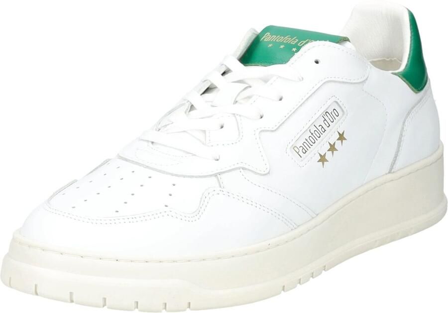 Pantofola D'Oro Lage Groene Accent Leren Sneakers White Heren
