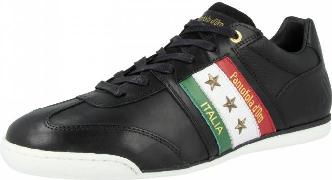 Pantofola d'Oro Imola Romagna Flag Sneakers Heren Leren Veterschoenen Zwart