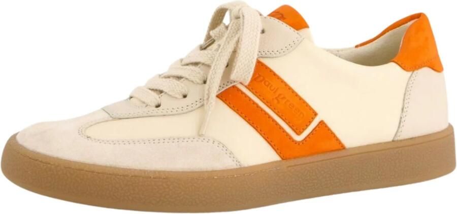 Paul Green Sneakers laag beige champagne neonoranje