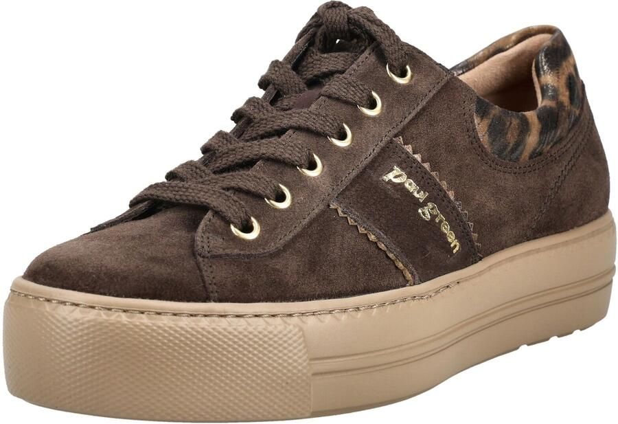 Paul Green Sneakers laag lichtbruin donkerbruin goud zwart