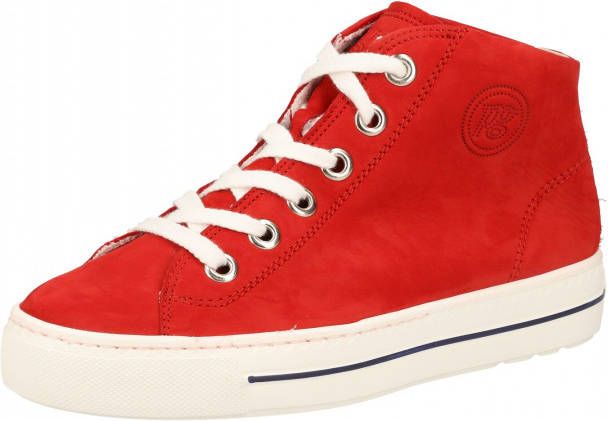 Paul Green Enkelhoge sneakers van kalfsnubuckleer rood - Schoenen.nl