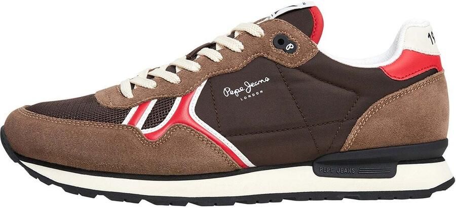 Pepe Jeans Sneakers laag 'Brit' bruin chocoladebruin rood wit