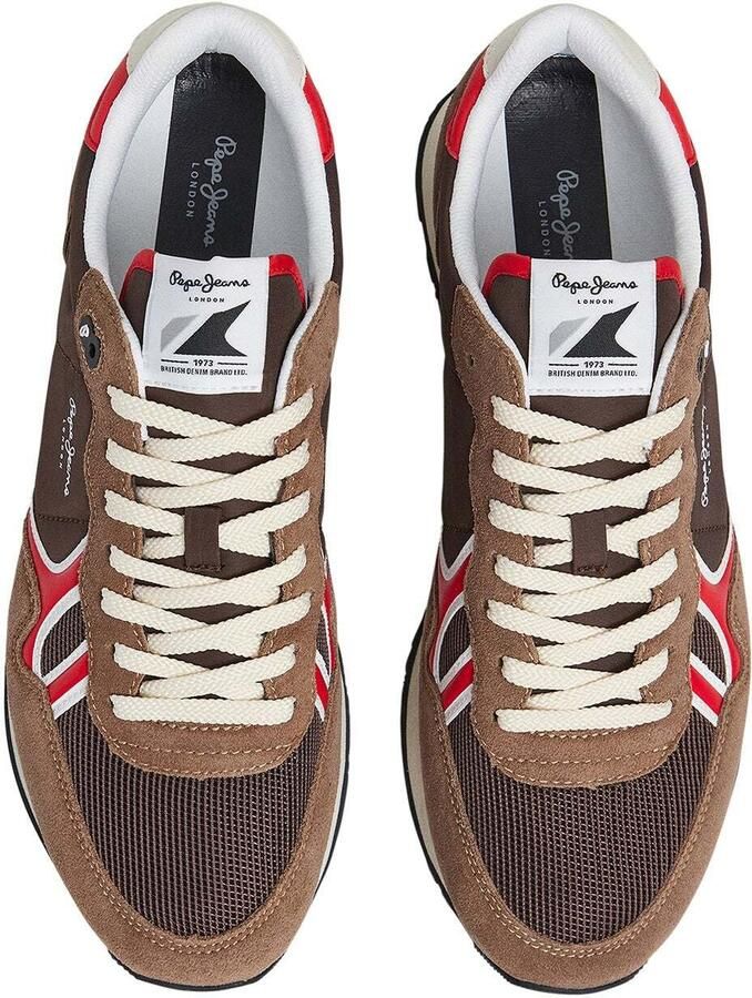 Pepe Jeans Sneakers laag 'Brit' bruin chocoladebruin rood wit - Foto 3