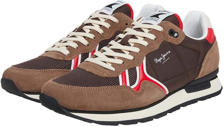Pepe Jeans Sneakers laag 'Brit' bruin chocoladebruin rood wit - Foto 5