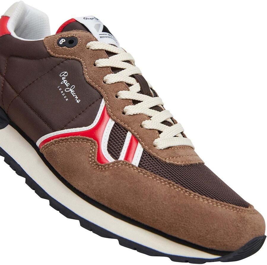 Pepe Jeans Sneakers laag 'Brit' bruin chocoladebruin rood wit - Foto 2