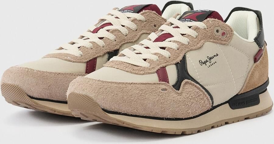 Pepe Jeans Sneakers laag 'BRIT FLYER' beige bordeaux zwart - Foto 2