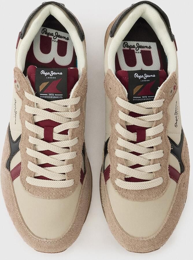 Pepe Jeans Sneakers laag 'BRIT FLYER' beige bordeaux zwart - Foto 3