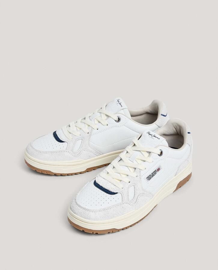 Pepe Jeans Sneakers laag 'Chester Medal' lichtbeige navy rood zwart wit - Foto 3