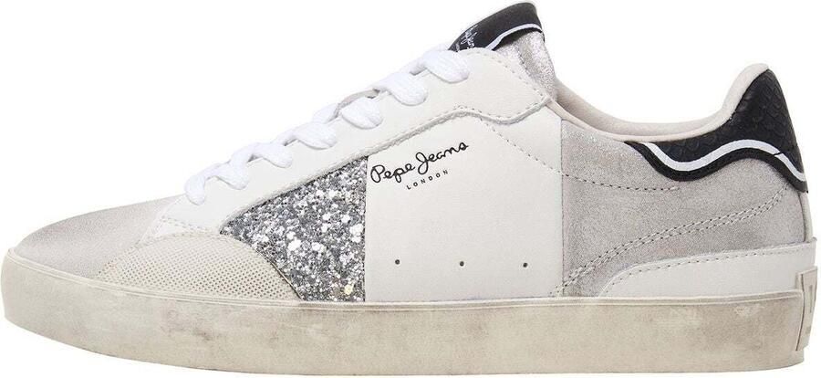 Pepe Jeans Sneakers laag 'Lane' lichtgrijs zwart zilver wit - Foto 1