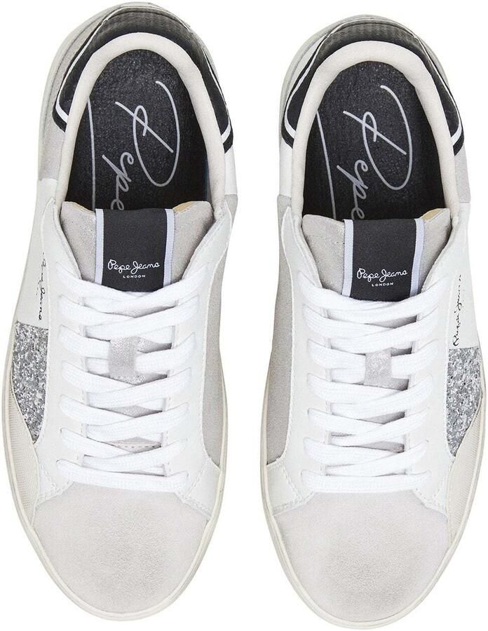 Pepe Jeans Sneakers laag 'Lane' lichtgrijs zwart zilver wit - Foto 5