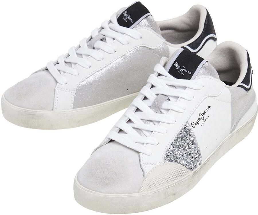 Pepe Jeans Sneakers laag 'Lane' lichtgrijs zwart zilver wit - Foto 4