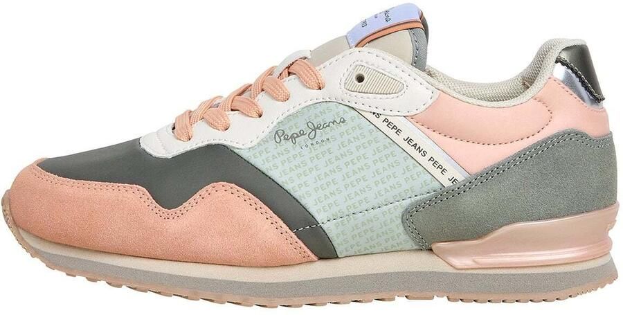 Pepe Jeans Sneakers laag lichtgrijs olijfgroen lichtroze wit - Foto 5