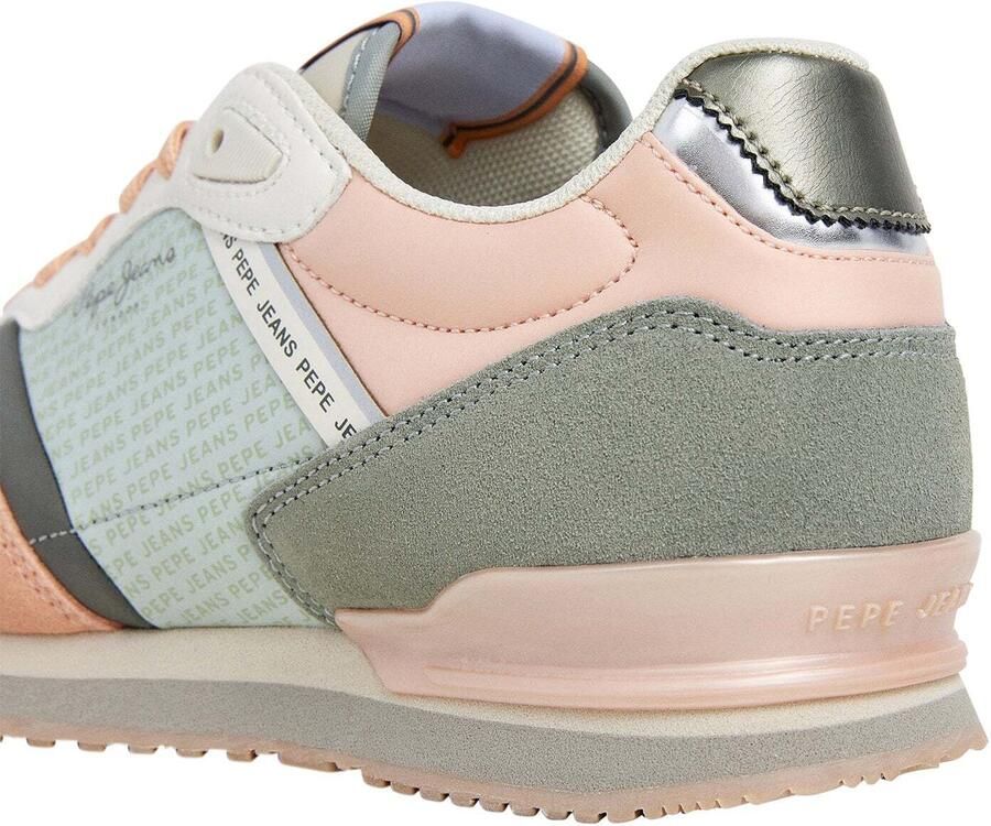 Pepe Jeans Sneakers laag lichtgrijs olijfgroen lichtroze wit - Foto 6