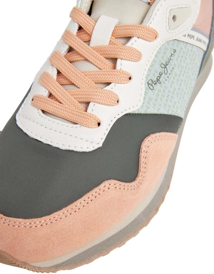 Pepe Jeans Sneakers laag lichtgrijs olijfgroen lichtroze wit - Foto 4