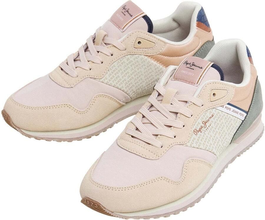 Pepe Jeans Sneakers laag 'London' beige donkergroen poederroze - Foto 4