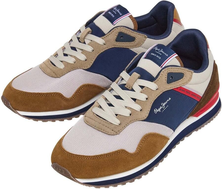 Pepe Jeans Sneakers laag 'London Life' marine bruin ombergrijs wit - Foto 4